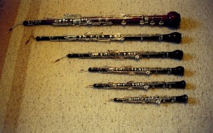 De arriba abajo: Heckelphone, oboe barítono, corno inglés, oboe d´amore, oboe y oboe piccolo.
